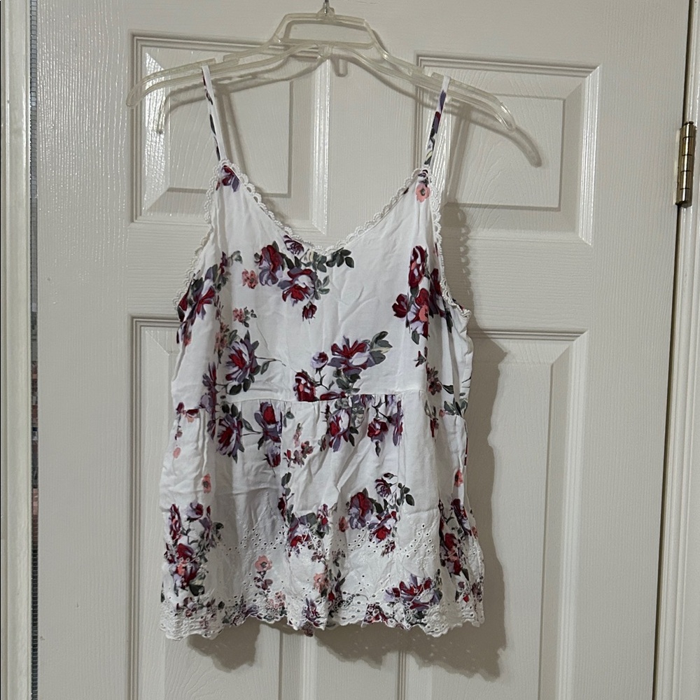 Maurices White and Purple Floral Camisole
